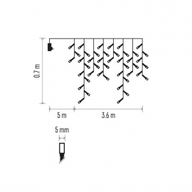 Łańcuch D4CW01, sople, ciepła biel, IP44