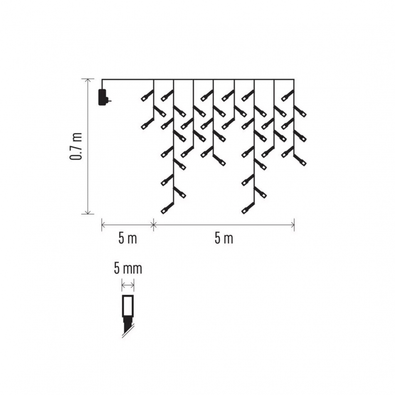 Łańcuch D4CC02, sople, zimna biel, IP44