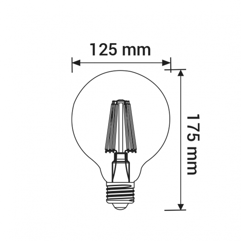 Żarówka ORO-E27-G125-FL-CLARO--8W-WW, 2700K