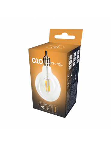Żarówka ORO-E27-G125-FL-CLARO--8W-WW, 2700K