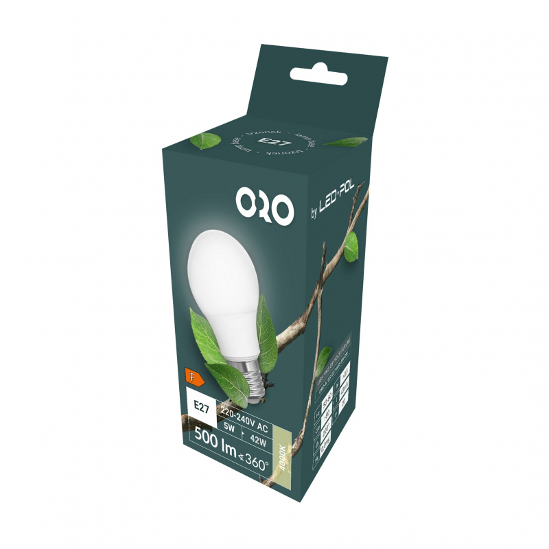 Żarówka LED ORO-ATOS-E27-A55-5W-DW 4000K