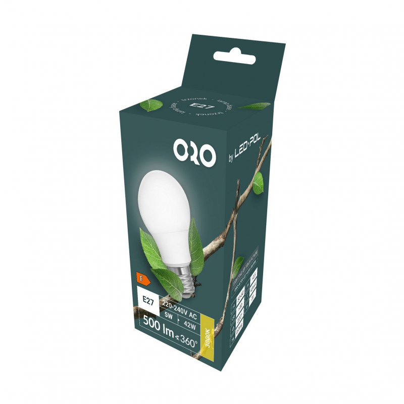 Żarówka LED ORO-ATOS-E27-A55-5W-WW 3000K