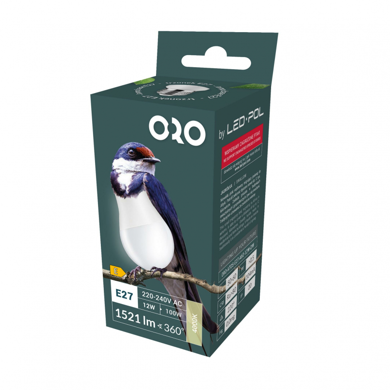 Żarówka LED ORO-ATOS-E27-A60-12W-DW 4000K