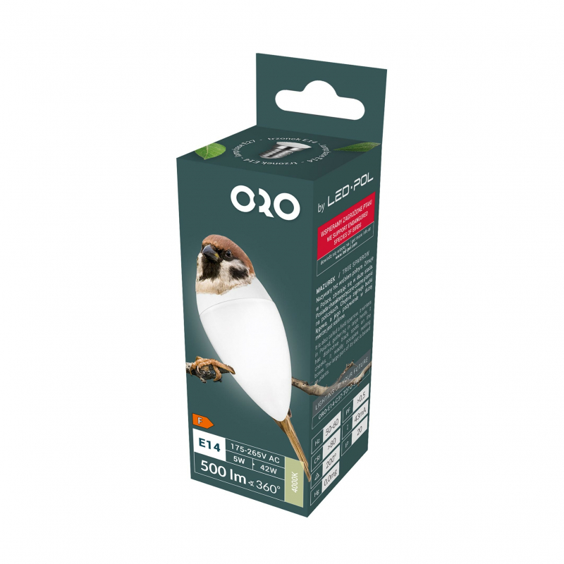 Żarówka LED ORO-E14-C37-TOTO-5W-DW 4000K