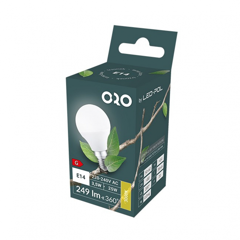 Żarówka ORO-E14-G45-TOTO-3,5W-WW	3000K