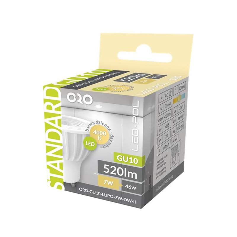 Żarówka ORO-GU10-LUPO-7W-DW-II 4000K
