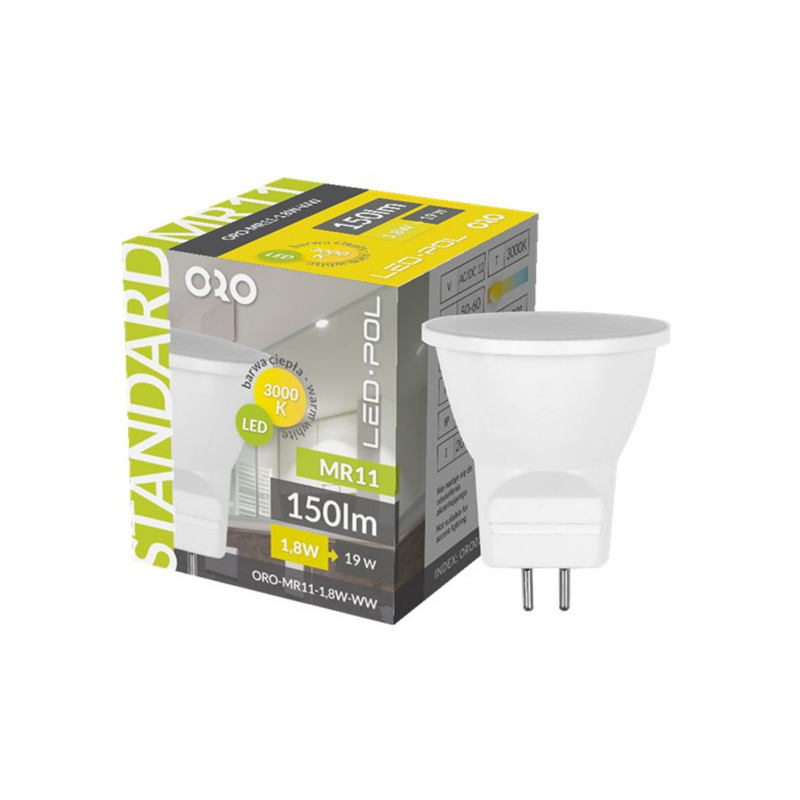 Żarówka ORO-MR11-1,8W-WW	3000K