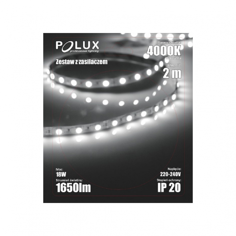 Taśma LED 2M 4000K + zasilacz 15359