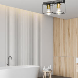 Lampa sufitowa MIKA LM - 2.181 2-punktowa czarno/złota 46235