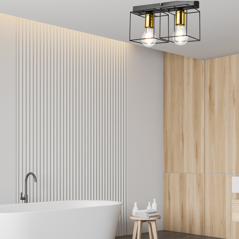 Lampa sufitowa MIKA LM - 2.181 2-punktowa czarno/złota 46235