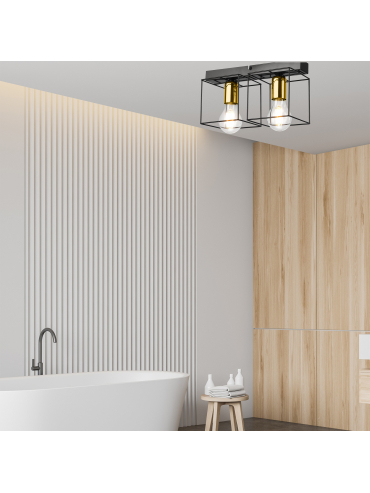 Lampa sufitowa MIKA LM - 2.181 2-punktowa czarno/złota 46235