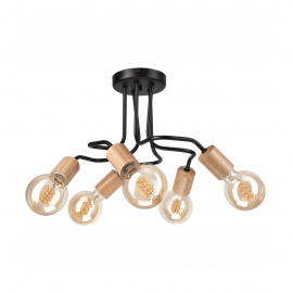 Lampa sufitowa CONOR LM-5.195 5-punktowa dębowa/czarna 47423