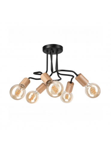 Lampa sufitowa CONOR LM-5.195 5-punktowa dębowa/czarna 47423