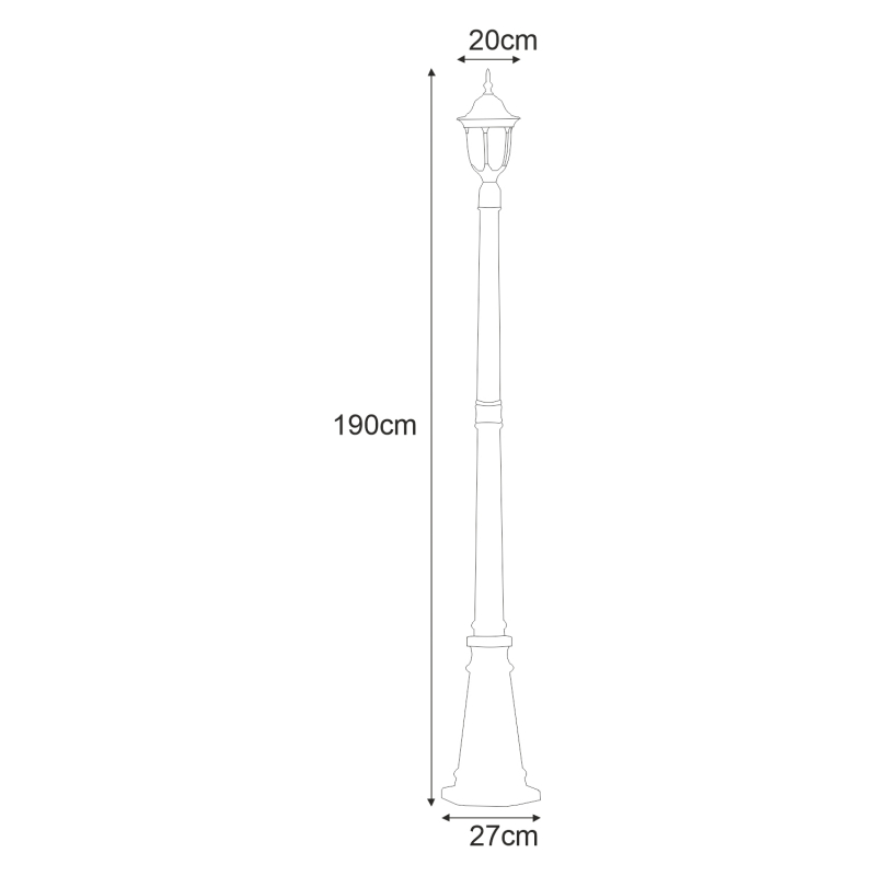 Lampa ogrodowa stojąca K-7007B/1N CZARNY/ZŁOTY VASCO