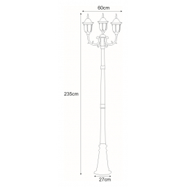 Lampa ogrodowa stojąca K-7007A2/3N CZARNY/ZŁOTY VASCO