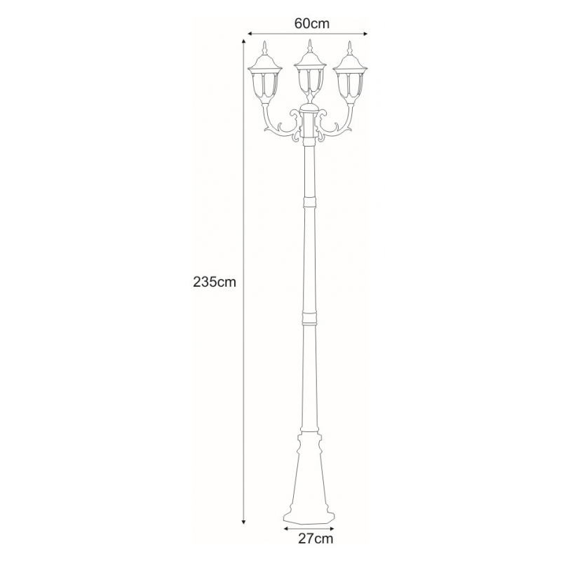 Lampa ogrodowa stojąca K-7007A2/3N CZARNY/ZŁOTY VASCO
