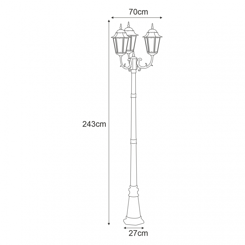 Lampa ogrodowa stojąca K-7009A2/3 CZARNY/ZŁOTY STANDARD