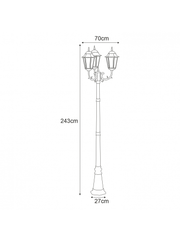 Lampa ogrodowa stojąca K-7009A2/3 CZARNY/ZŁOTY STANDARD
