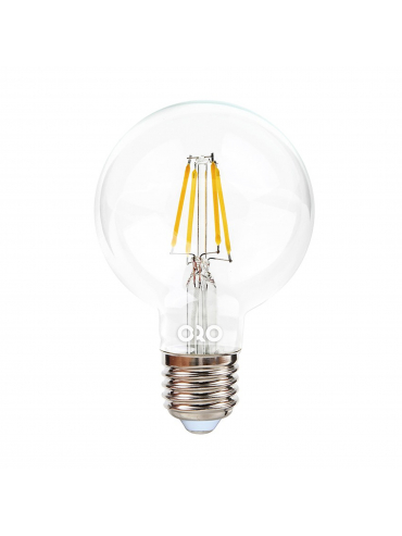 Żarówka LED ORO-E27-G80-FL-AMBER-6W-DIMM-WW, 2200K