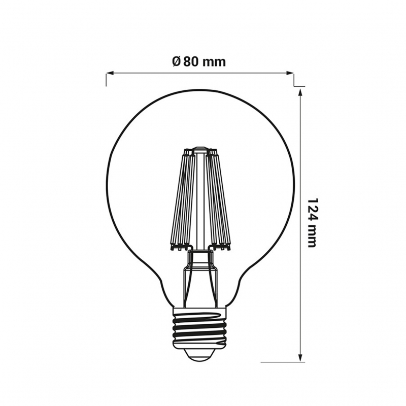 Żarówka LED ORO-E27-G80-FL-AMBER-6W-DIMM-WW, 2200K