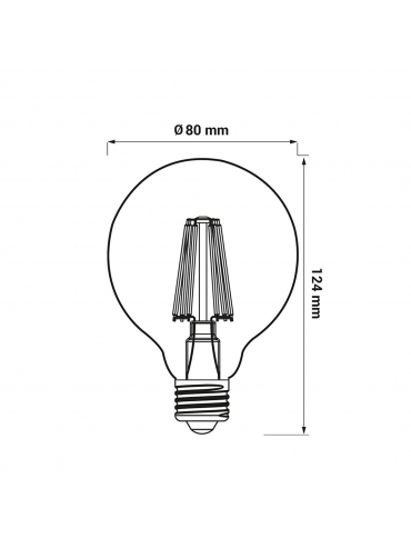 Żarówka LED ORO-E27-G80-FL-AMBER-6W-DIMM-WW, 2200K