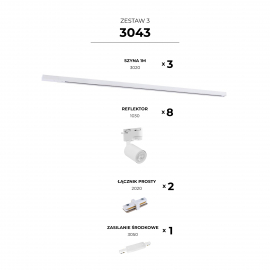 Zestaw 3 szynoprzewody jednoobwodowe white 3043