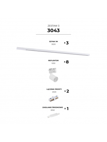 Zestaw 3 szynoprzewody jednoobwodowe white 3043