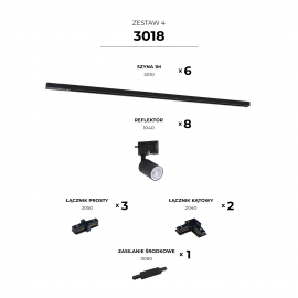 Zestaw 4 szynoprzewody jednoobwodowe black 3018
