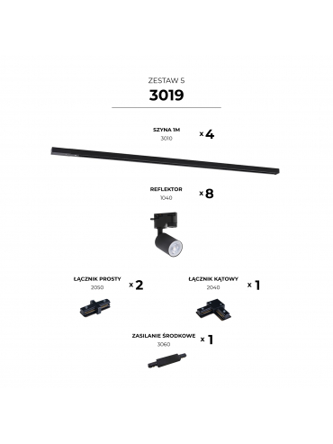 Zestaw 5 szynoprzewody jednoobwodowe black 3019
