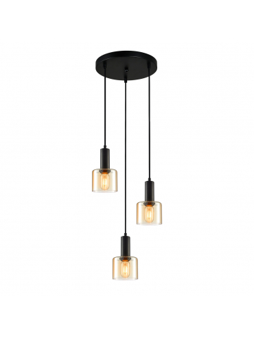 Lampa wisząca Santia PND-65342-3A-BK+AMB