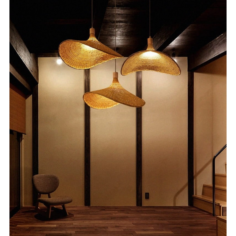 Lampa Wisząca Boho Kapelusz z Włókna Naturalnego Abruzzo Eleonora 50cm E27 ABR-LW5-BH50-E27