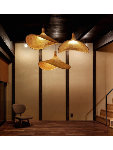 Lampa Wisząca Boho Kapelusz z Włókna Naturalnego Abruzzo Eleonora 50cm E27 ABR-LW5-BH50-E27
