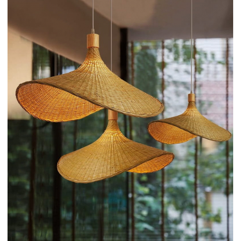 Lampa Wisząca Boho Kapelusz z Włókna Naturalnego Abruzzo Eleonora 50cm E27 ABR-LW5-BH50-E27