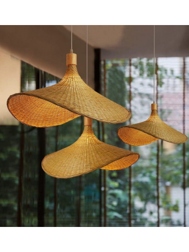 Lampa Wisząca Boho Kapelusz z Włókna Naturalnego Abruzzo Eleonora 50cm E27 ABR-LW5-BH50-E27