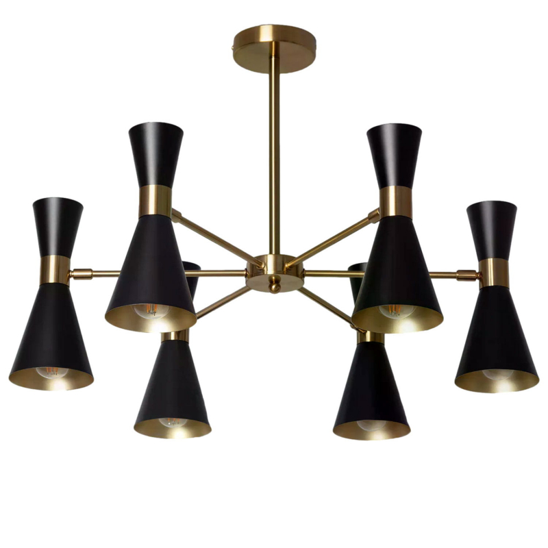 Lampa Sufitowa Żyrandol Czarno Złoty 75cm Abruzzo Salvatore 6xE27 ABR-LWS-6XE27