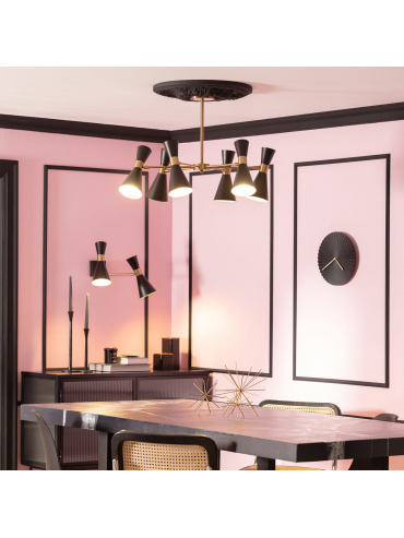 Lampa Sufitowa Żyrandol Czarno Złoty 75cm Abruzzo Salvatore 6xE27 ABR-LWS-6XE27