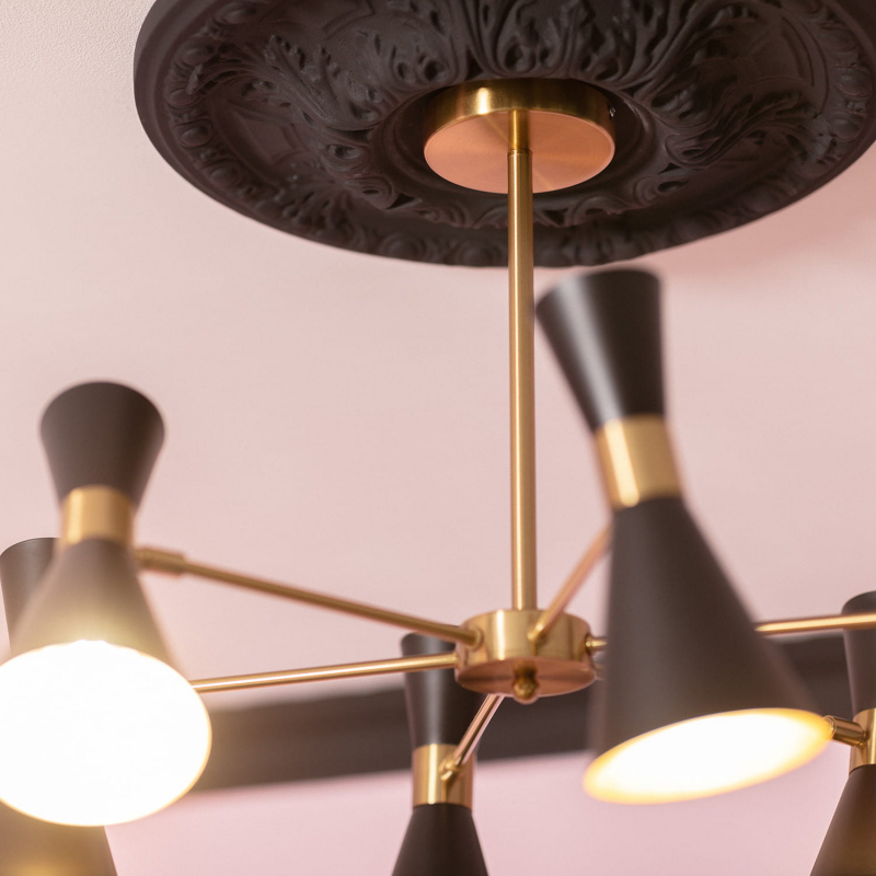 Lampa Sufitowa Żyrandol Czarno Złoty 75cm Abruzzo Salvatore 6xE27 ABR-LWS-6XE27