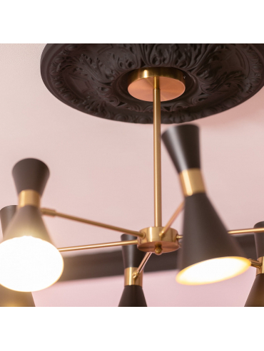 Lampa Sufitowa Żyrandol Czarno Złoty 75cm Abruzzo Salvatore 6xE27 ABR-LWS-6XE27