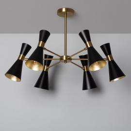 Lampa Sufitowa Żyrandol Czarno Złoty 75cm Abruzzo Salvatore 6xE27 ABR-LWS-6XE27