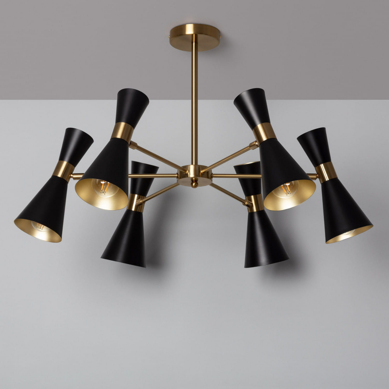 Lampa Sufitowa Żyrandol Czarno Złoty 75cm Abruzzo Salvatore 6xE27 ABR-LWS-6XE27