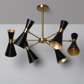 Lampa Sufitowa Żyrandol Czarno Złoty 75cm Abruzzo Salvatore 6xE27 ABR-LWS-6XE27