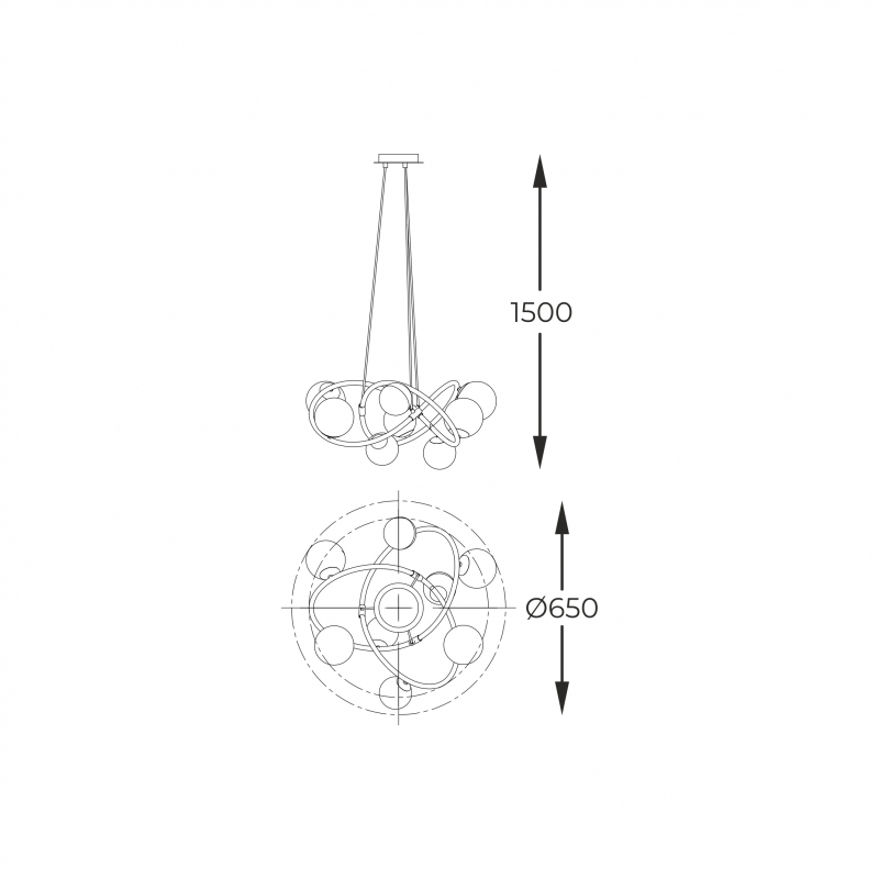 Lampa wisząca NISYRO MD4922-8-EBGN