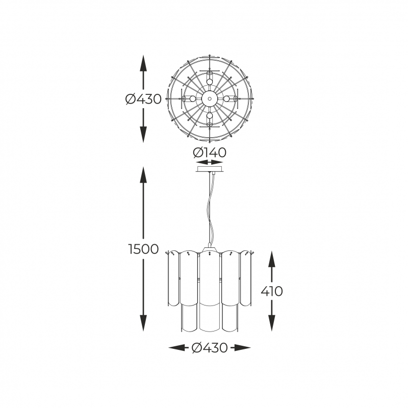 Lampa wisząca NIRA MD3523-8M-EGN