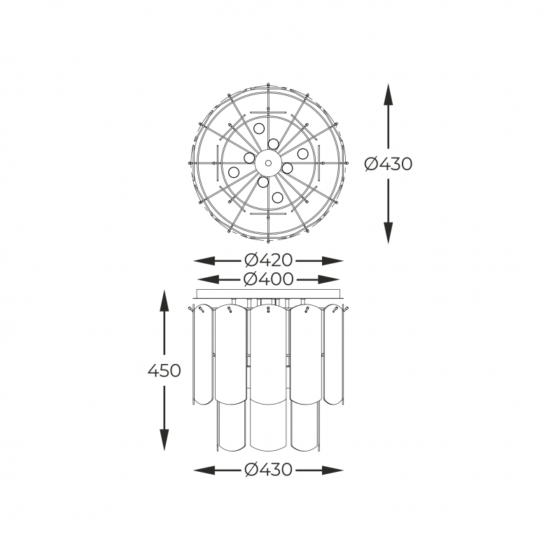 Lampa sufitowa NIRA MX3523-8M-EGN