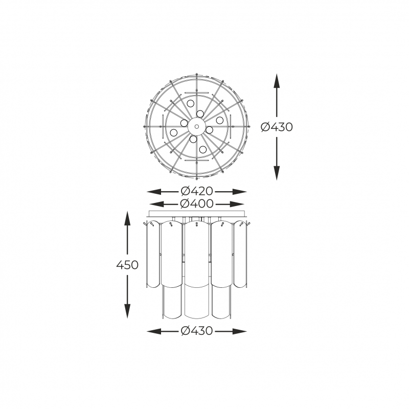 Lampa sufitowa NIRA MX3523-8M-EBCN