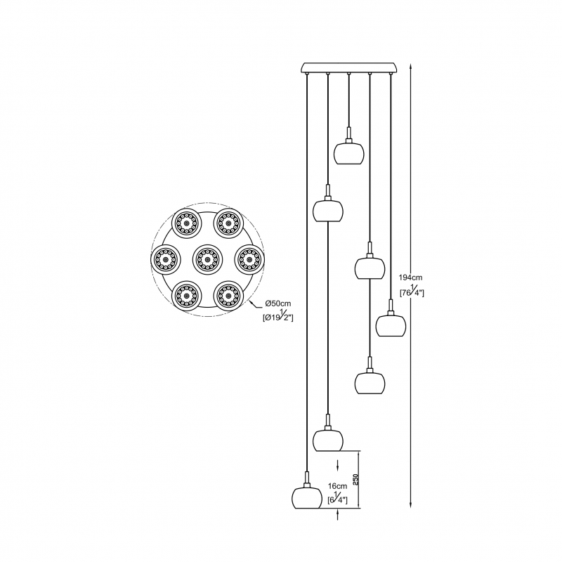 Lampa wisząca CRYSTAL P0076-07M-B5FZ
