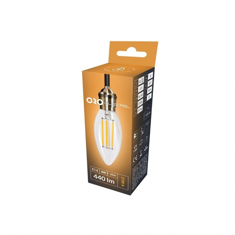 Żarówka LED ORO-E14-C35-FL-CLARO-4W-DW