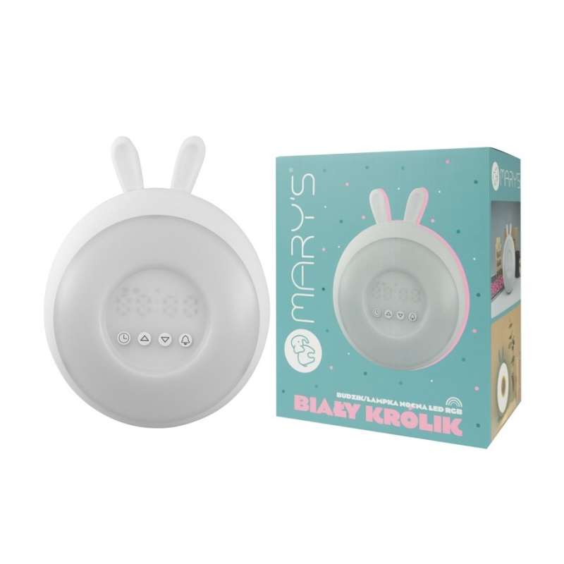 LAMPA STOŁOWA/BUDZIK BIAŁY KRÓLIK RGB MW20773