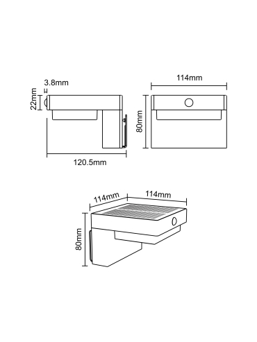 Kinkiet solarny GRID WT33811