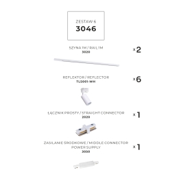 Zestaw 6 szynoprzewody jednoobwodowe white 3046